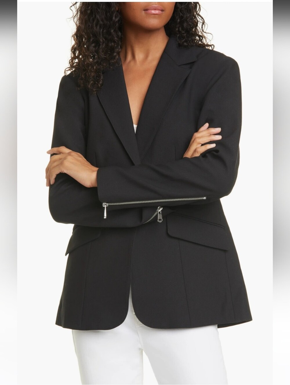 CINQ A SEPT Kym Zip Cuff Blazer In Black